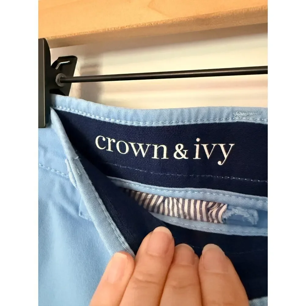 Crown & Ivy Mens Motion Flex Shorts Size 34 Blue Chino Stretch Preppy Cotton